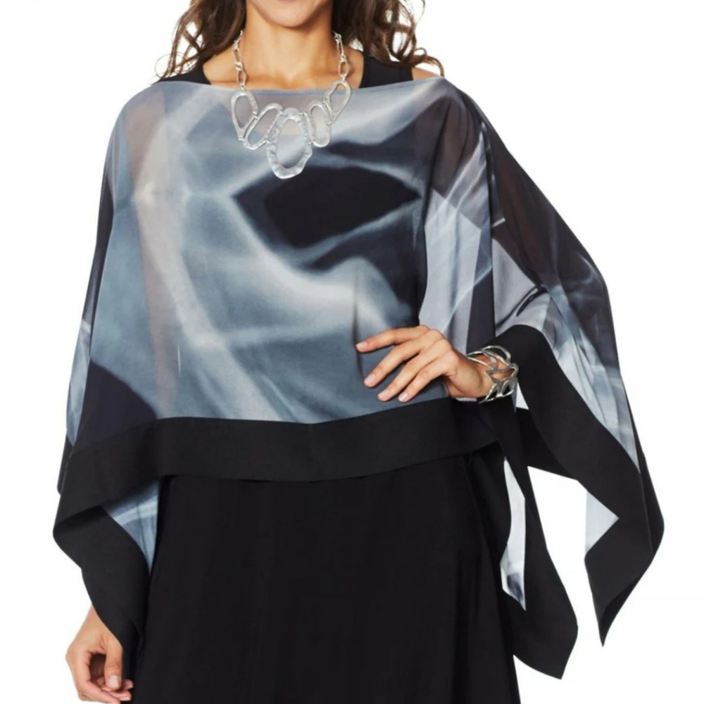 Wynne Layers Chiffon Convertible Poncho Sheer Scarf Medium Large
